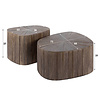 BelaLuz Moderne salontafel Maya 2 set XL driehoek teak rust brown