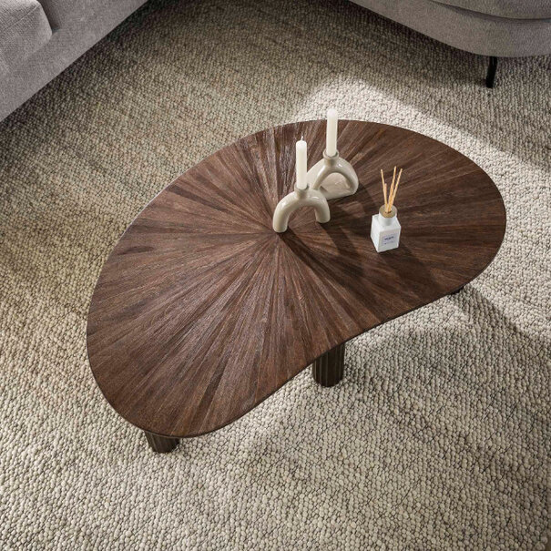 BelaLuz Moderne salontafel Maya 110 cm niervormig teak
