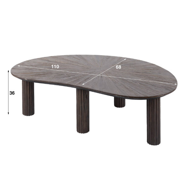 BelaLuz Moderne salontafel Maya 110 cm niervormig teak