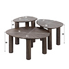BelaLuz Moderne bijzettafel Maya 3 set rust brown driehoek teak