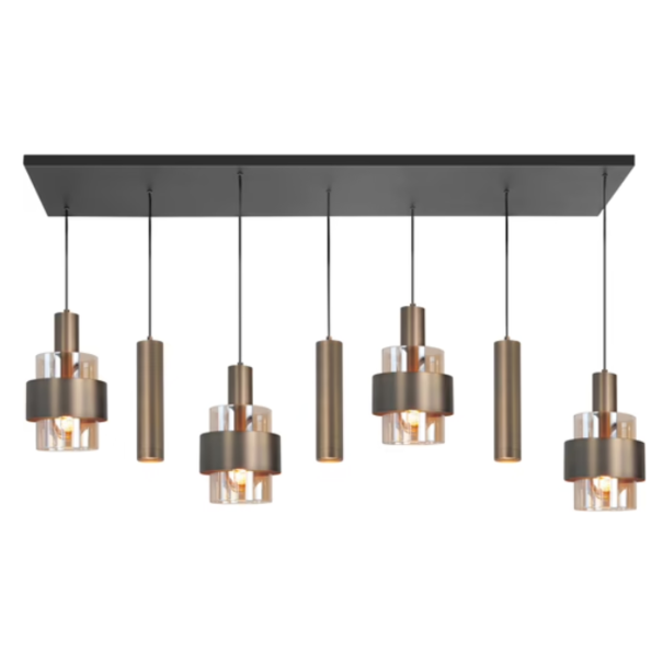 Highlight Moderne Hotel chique hanglamp Marrone 7-lichts brons