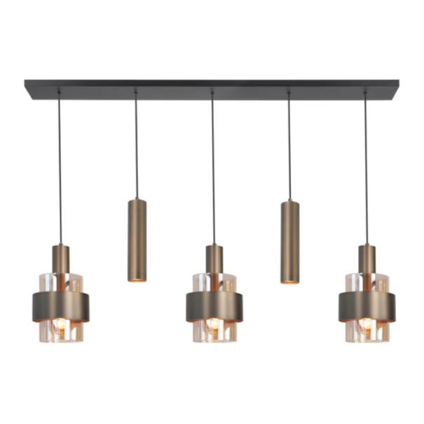 Highlight Modern Hotel chique hanglamp Marrone 5-lichts brons