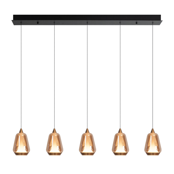 Highlight Moderne hanglamp Tromba 5-lichts amber