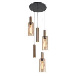 Highlight Klassiek Hotel chique hanglamp Perugia 5-lichts rond brons