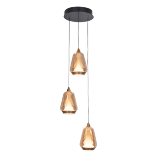 Hanglamp Tromba 3-lichts amber getrapt