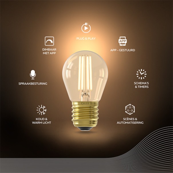 Calex Calex Smart LED Ø4,5cm bol 4,9W amber 470LM
