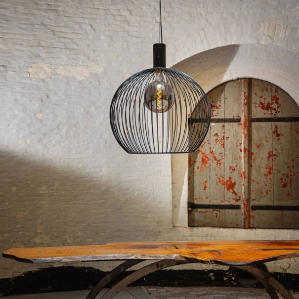 ETH Moderne hanglamp Wire 1-lichts 50 cm zwart