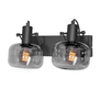 Retro Industriële wandlamp Glaslic 2-lichts smoke glas
