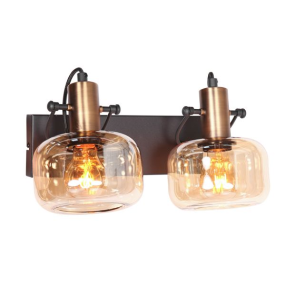 Steinhauer Retro klassieke wandlamp Glaslic 2-lichts amber glas