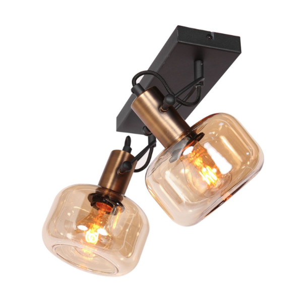 Steinhauer Retro klassieke wandlamp Glaslic 2-lichts amber glas