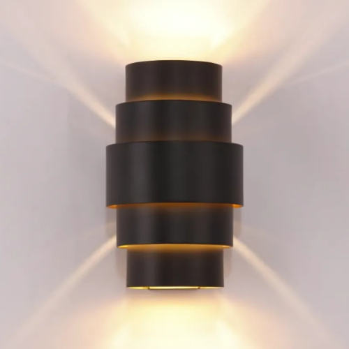 Modern Hotel chique wandlamp Rolls 2-lichts zwart goud