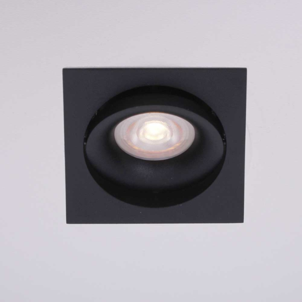 Artdelight Modern Industriële inbouwspot Alice 1-lichts zwart vierkant