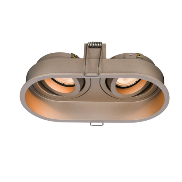 Artdelight Moderne hotel chique inbouwspot Rex 2-lichts ovaal champagne