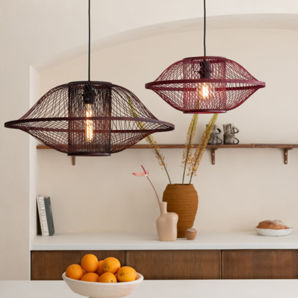 GOOD & MOJO Bohemian Moderne hanglamp Maui 1-lichts Ø70 cm burgundy