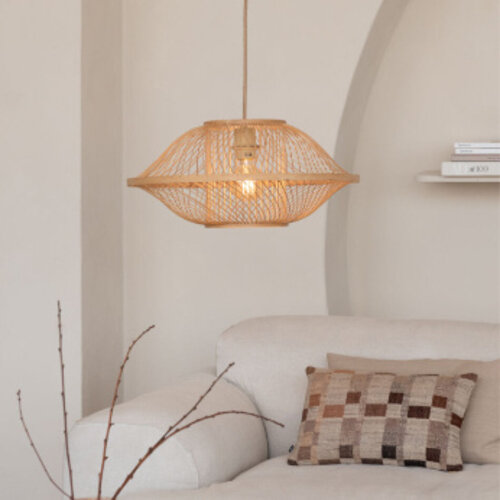 Landelijk - Ibiza - hanglamp - 1-lichts - naturel - Ø50 cm - Maui