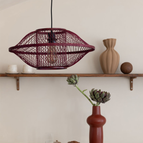 GOOD & MOJO Bohemian Moderne hanglamp Maui 1-lichts Ø50 cm burgundy