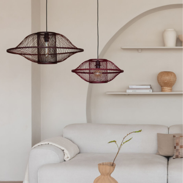 GOOD & MOJO Bohemian Moderne hanglamp Maui 1-lichts Ø50 cm burgundy