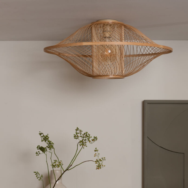 GOOD & MOJO Moderne Bohemian plafondlamp Maui 1-lichts Ø70 cm naturel