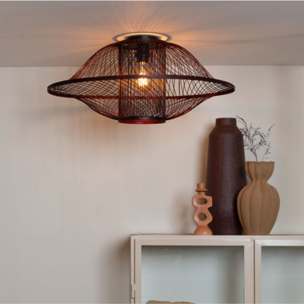 GOOD & MOJO Moderne Bohemian plafondlamp Maui 1-lichts Ø70 cm burgundy