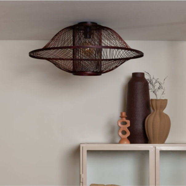 GOOD & MOJO Moderne Bohemian plafondlamp Maui 1-lichts Ø70 cm burgundy