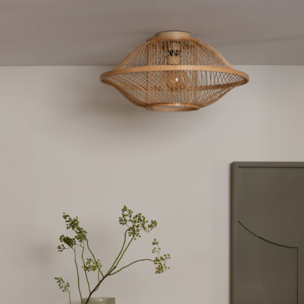 GOOD & MOJO Moderne Bohemian plafondlamp Maui 1-lichts Ø50 cm naturel