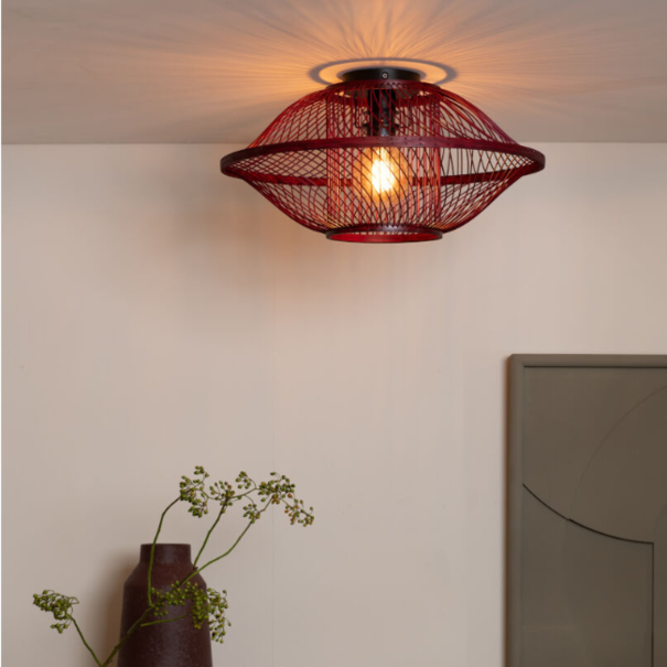 GOOD & MOJO Moderne Bohemian plafondlamp Maui 1-lichts Ø50 cm burgundy