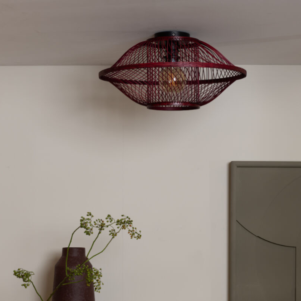 GOOD & MOJO Moderne Bohemian plafondlamp Maui 1-lichts Ø50 cm burgundy