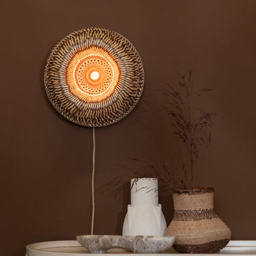 Landelijke - Ibiza stijl - wandlamp - 1-lichts - naturel - bruin - Barbados