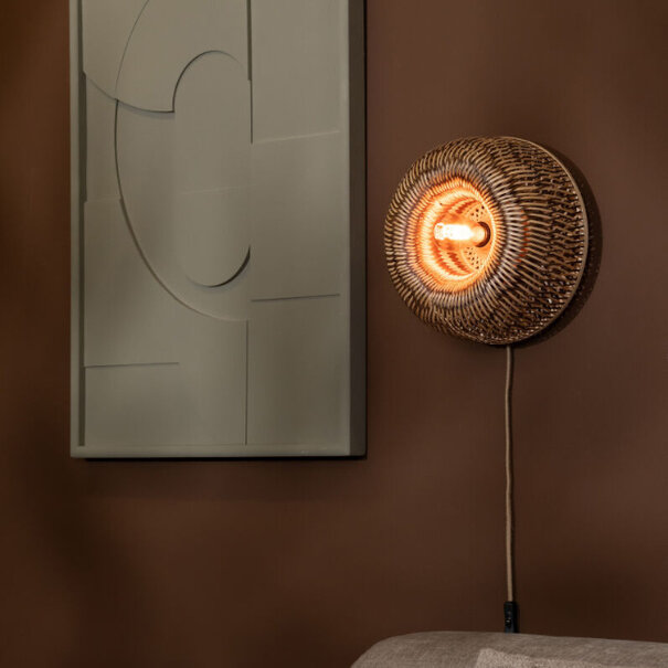 GOOD & MOJO Landelijke - Ibiza stijl - wandlamp - 1-lichts - naturel - bruin - Barbados