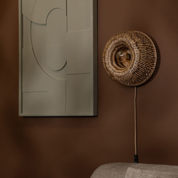 GOOD & MOJO Landelijke - Ibiza stijl - wandlamp - 1-lichts - naturel - bruin - Barbados