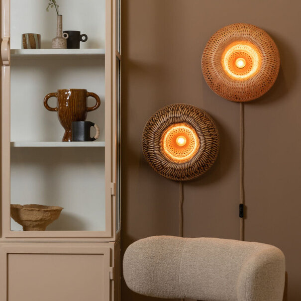 GOOD & MOJO Landelijke - Ibiza stijl - wandlamp - 1-lichts - naturel - bruin - Barbados