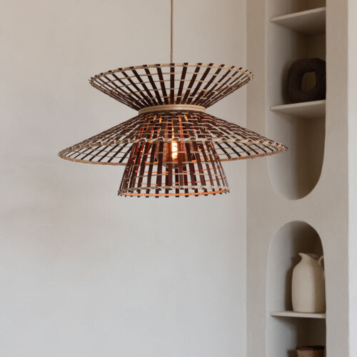 Landelijke - japandi - hanglamp - 1-lichts - naturel bruin - Machu Picchu