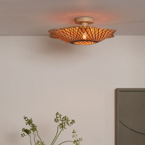 Landelijk - Ibiza - plafondlamp - 1-lichts - naturel bruin - Ø44 cm - Madura