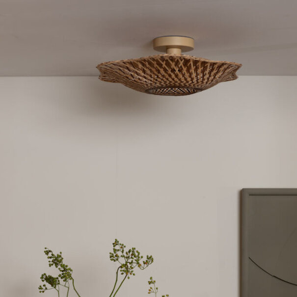 GOOD & MOJO Landelijk - Ibiza - plafondlamp - 1-lichts - naturel bruin - Ø44 cm - Madura