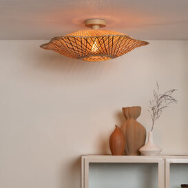 Plafondlamp Madura 1-lichts naturel bruin Ø60 cm