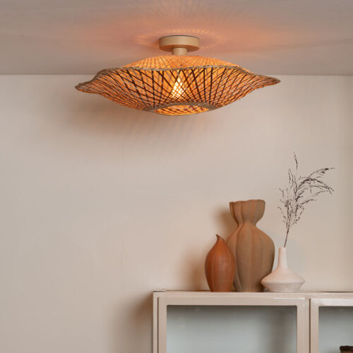 Landelijk - Ibiza - plafondlamp - 1-lichts - naturel bruin - Ø60 cm - Madura