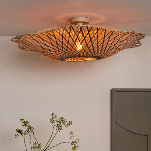 Landelijke - Ibiza - plafondlamp - 1-lichts - naturel bruin - Ø87 cm - Madura