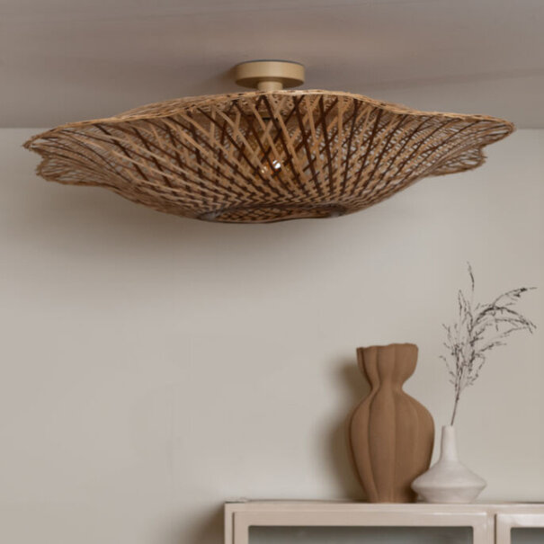 GOOD & MOJO Landelijke - Ibiza - plafondlamp - 1-lichts - naturel bruin - Ø87 cm - Madura