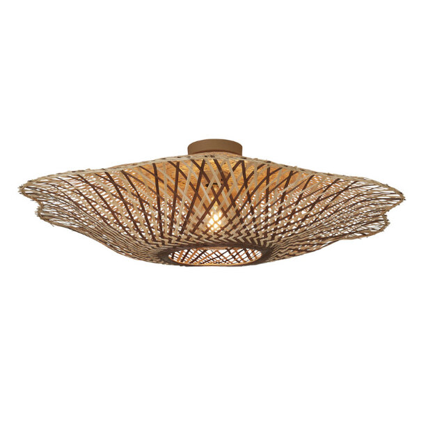 GOOD & MOJO Landelijke - Ibiza - plafondlamp - 1-lichts - naturel bruin - Ø87 cm - Madura
