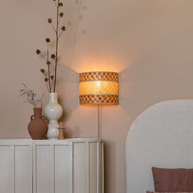 Wandlamp Langkawi 1-lichts naturel bruin