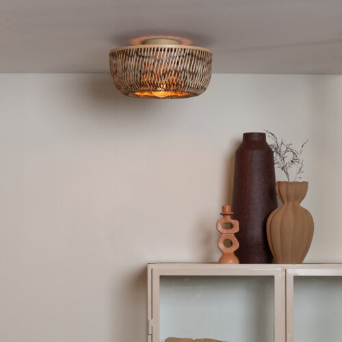 Landelijke bohemian plafondlamp Barbados 1-lichts naturel bruin