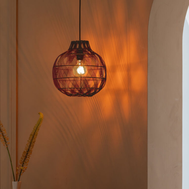 GOOD & MOJO Moderne bohemian hanglamp Mendoza 1-lichts burgundy