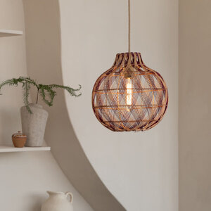 GOOD & MOJO Bohemian moderne hanglamp Mendoza 1-lichts naturel burgundy