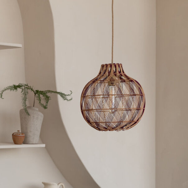 GOOD & MOJO Bohemian moderne hanglamp Mendoza 1-lichts naturel burgundy