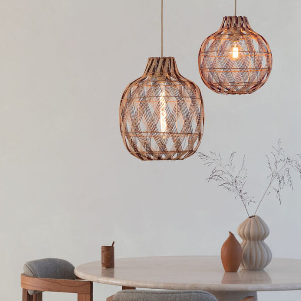 GOOD & MOJO Bohemian moderne hanglamp Mendoza 1-lichts naturel burgundy