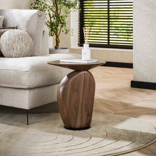 Modern Japandi bijzettafel Zen mat bruin massief acaciahout