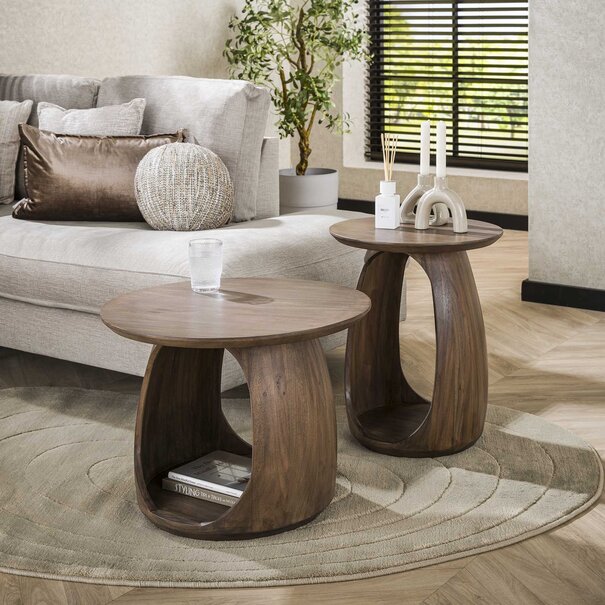 BelaLuz Moderne - Japandi - bijzettafel - small - mat bruin - acaciahout - Zen