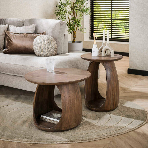 BelaLuz Moderne - Japandi - bijzettafel - large - mat bruin - acaciahout - Zen