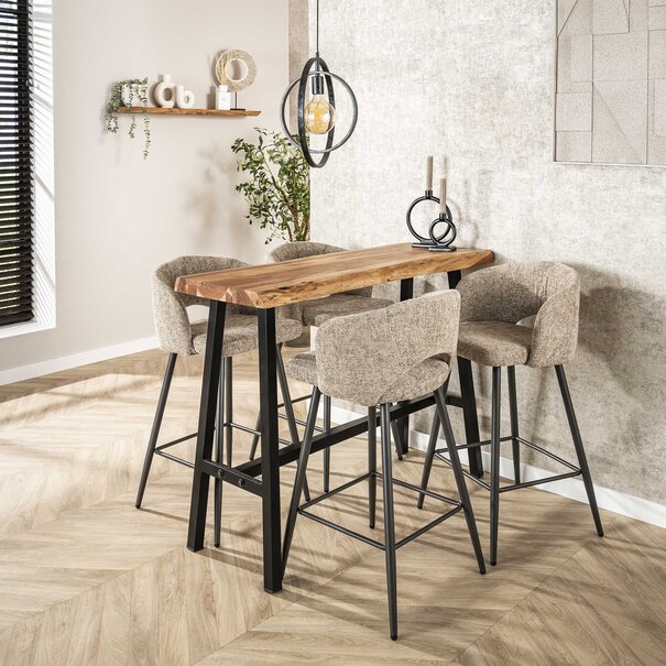BelaLuz Industriële bartafel Thor 125 cm opgedikt acaciahout