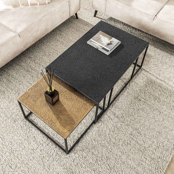 BelaLuz Moderne Industriële salontafel Magma 2 set brons zwart